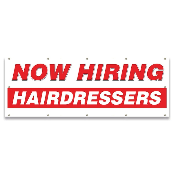 Now Hiring Hairdressers Banner Apply Inside Accepting Application Single Sided